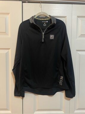 Sperry Men's Black Quarter-Zip Pullover with Gray Trim